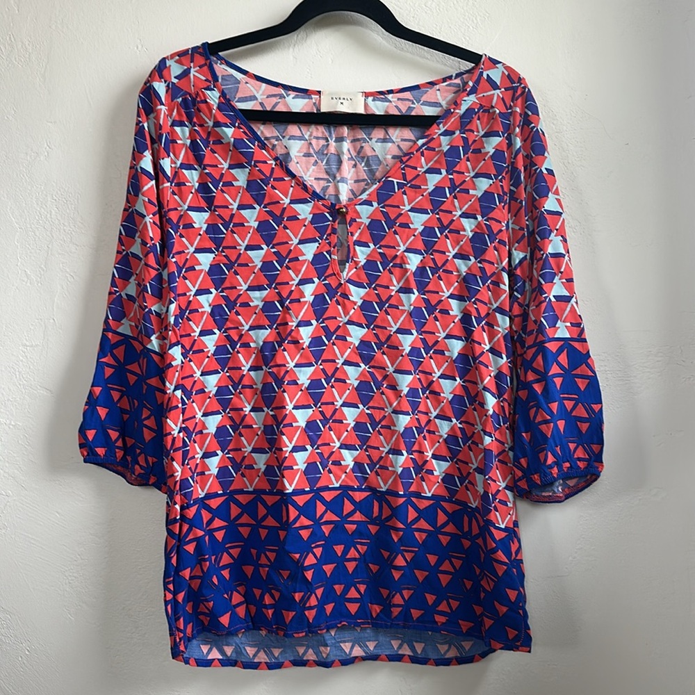 Everly Blue Geometric Women's Top